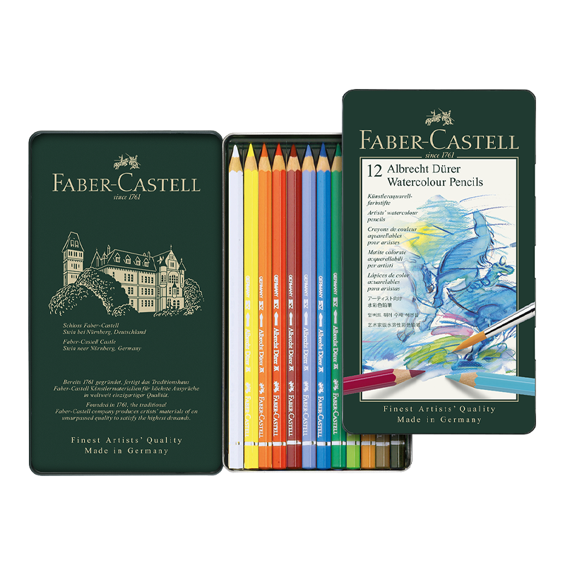 Faber-Castell Albrecht Dürer Artists' Watercolour Pencils 12 Colors_Tin Case