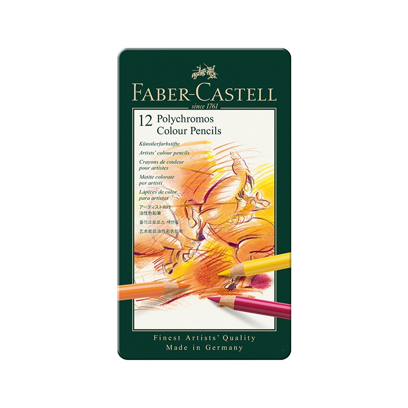 Faber-Castell Polychromos Artists' Colour Pencils 12 Colors_Tin Case
