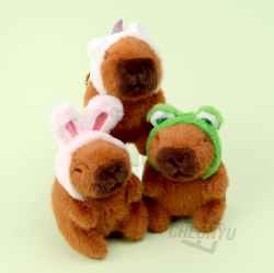Mini Capybara Plush Keyring with Head Hoodie 9cm, Random