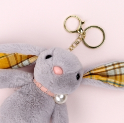 Pearl Rabbit Plush Keyring, Random 