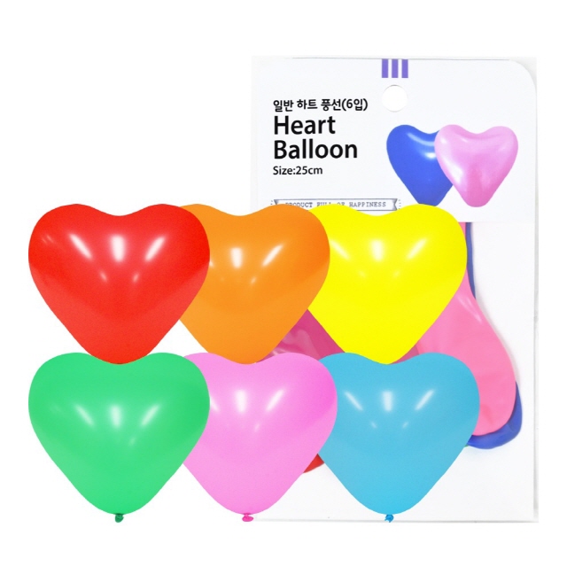 25 cm Heart Mixing Balloon 6 Pieces